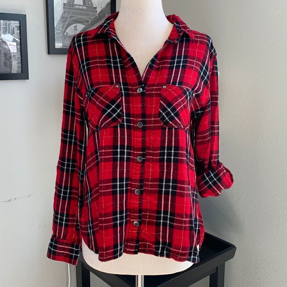 Rock & Republic Plaid Flannel Red And Black Size Small